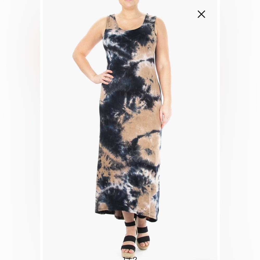 Nina Leonard Tie Die Hi Lo Maxi Dress in Sz Med NWT